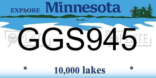 GGS945 Minnesota License Plate