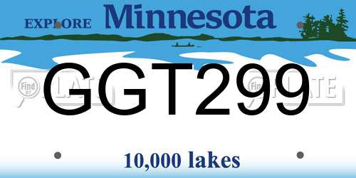 GGT299 Minnesota License Plate