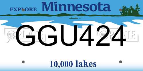 GGU424 Minnesota License Plate