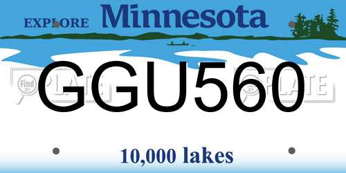 GGU560 Minnesota License Plate