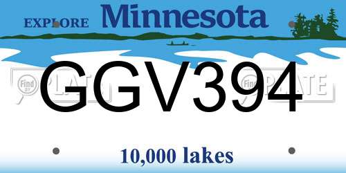 GGV394 Minnesota License Plate