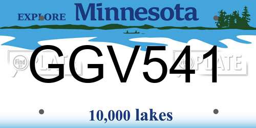 GGV541 Minnesota License Plate