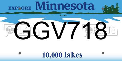 GGV718 Minnesota License Plate