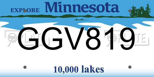 GGV819 Minnesota License Plate