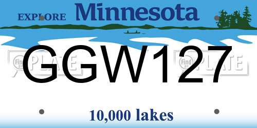 GGW127 Minnesota License Plate