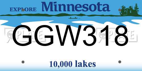 GGW318 Minnesota License Plate