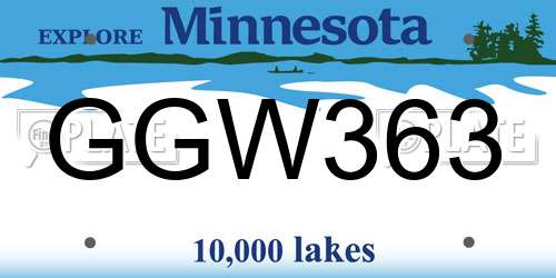 GGW363 Minnesota License Plate