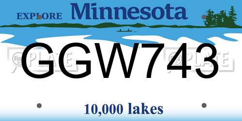 GGW743 Minnesota License Plate