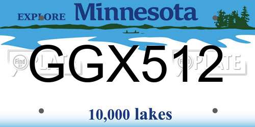 GGX512 Minnesota License Plate