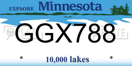 GGX788 Minnesota License Plate