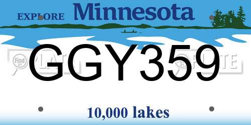 GGY359 Minnesota License Plate