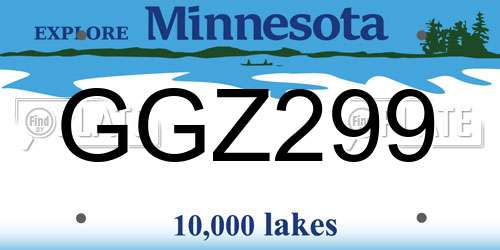 GGZ299 Minnesota License Plate