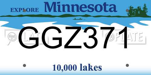 GGZ371 Minnesota License Plate