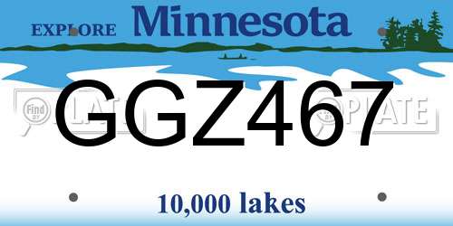 GGZ467 Minnesota License Plate