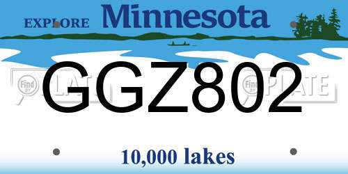 GGZ802 Minnesota License Plate