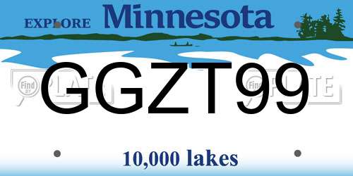 GGZT99 Minnesota License Plate