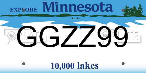 GGZZ99 Minnesota License Plate