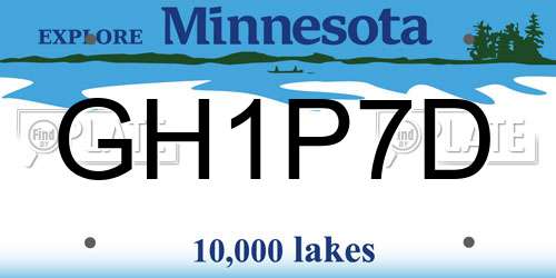 GH1P7D Minnesota License Plate