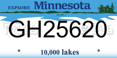 GH25620 Minnesota License Plate