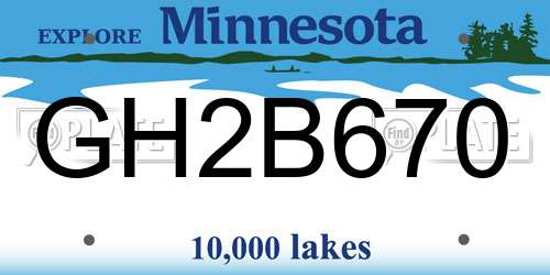GH2B670 Minnesota License Plate