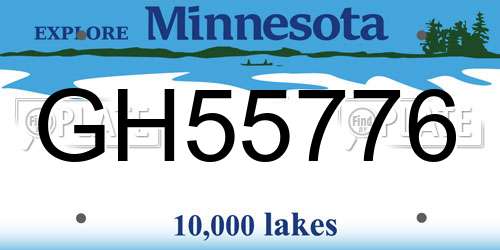 GH55776 Minnesota License Plate