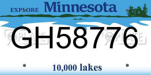 GH58776 Minnesota License Plate
