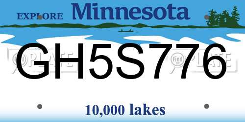 GH5S776 Minnesota License Plate