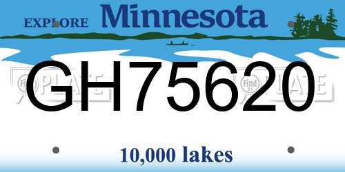 GH75620 Minnesota License Plate