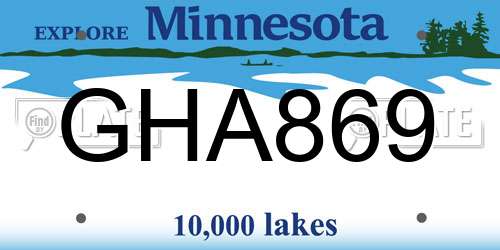 GHA869 Minnesota License Plate