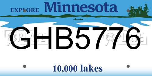 GHB5776 Minnesota License Plate