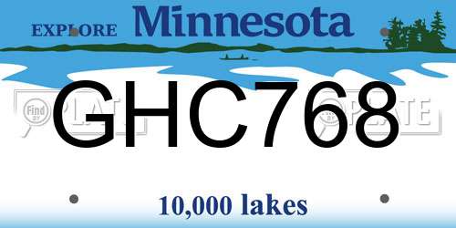 GHC768 Minnesota License Plate