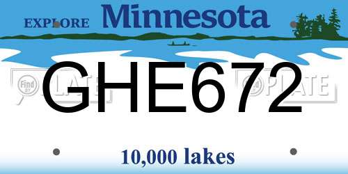 GHE672 Minnesota License Plate