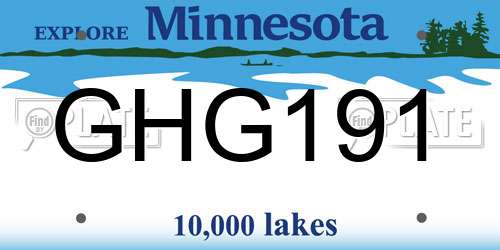 GHG191 Minnesota License Plate