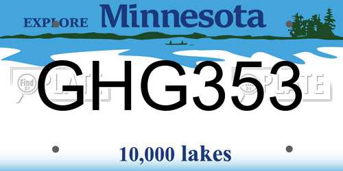 GHG353 Minnesota License Plate