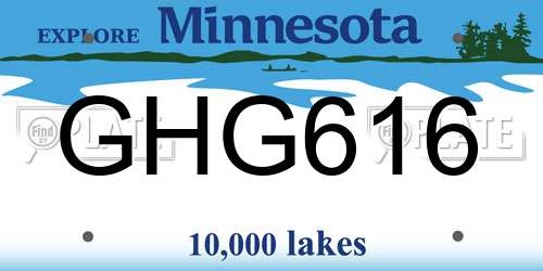 GHG616 Minnesota License Plate