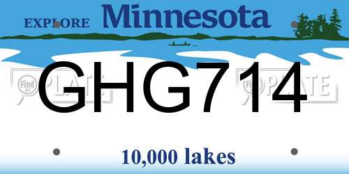 GHG714 Minnesota License Plate