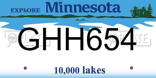 GHH654 Minnesota License Plate