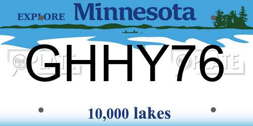 GHHY76 Minnesota License Plate
