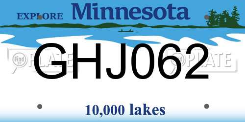 GHJ062 Minnesota License Plate
