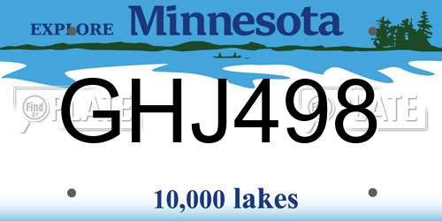 GHJ498 Minnesota License Plate