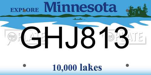 GHJ813 Minnesota License Plate
