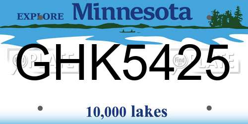 GHK5425 Minnesota License Plate