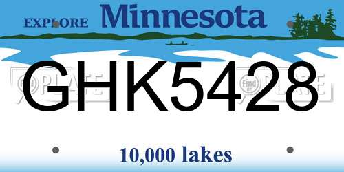 GHK5428 Minnesota License Plate