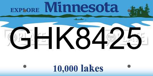 GHK8425 Minnesota License Plate