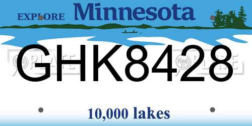 GHK8428 Minnesota License Plate
