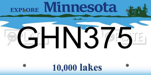 GHN375 Minnesota License Plate