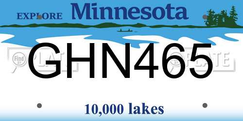GHN465 Minnesota License Plate