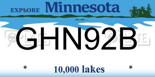 GHN92B Minnesota License Plate