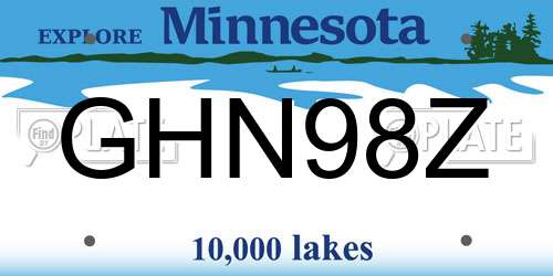GHN98Z Minnesota License Plate