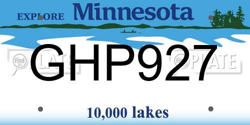 GHP927 Minnesota License Plate
